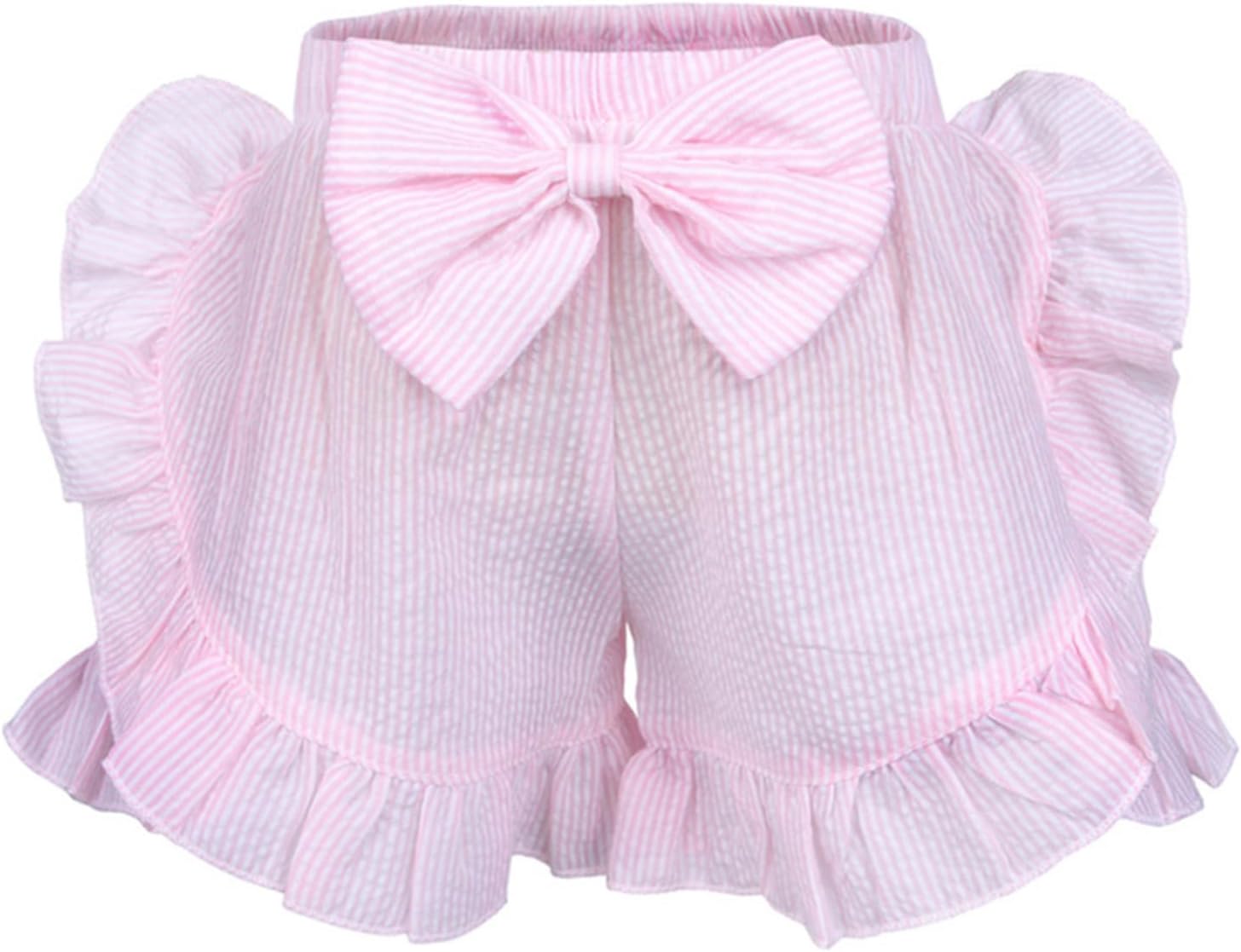 61LeWZPGtML._AC_SL1500_.jpg Agoky Baby Girls Bloomers Double Seersucker Ruffle Short Pants Summer Breathable Shorts Underpants - Image 1