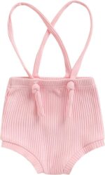 Fabumily Newborn Baby Boys Girls Suspender Shorts Unisex Infant Solid Color Ribbed Knitted Bloomers Overalls Summer Clothes