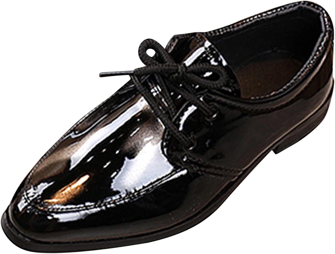 61MPjDXfjKS._AC_SL1500_.jpg Boys Girls Leather Loafers Slip-On Texture Casual Boat Dress Schooling Daily Walking Shoes(Toddler Kids Baby) - Image 1