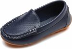 Yeeteepot Kids Leather Loafers Boys Girls Slip On Moccasins Anti-Slip Boat Shoes Casual Dress Shoes Flat Breathable Oxford Shoes
