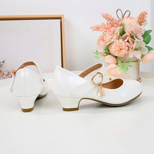 Girls White Dress Shoes Girls High Heeled Shoes Princess Shoes Primary School Students Single Shoes Children Leather Shoes Dress Shoes Boys' Loafers - Image 4