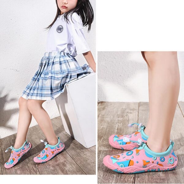 Mateju Kids Water Shoes for Kids Girls Boys, Unisex Toddler Swim Aqua Shoes Quick Dry Non-Slip Lightweight Barefoot Beach Shoes for Summer Swimming Pool Sport Surf, Geometric Patterns - Image 5