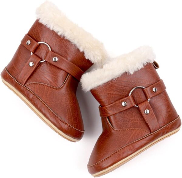 SRTUMEY Baby Girls Winter Snow Boots Kids Snow Boots Fully Faux Fur Lined Winter Snow Boots Ankle Boots Windproof Non Slip Kids Snow Boot Winter Baby Boys Girls Shoes Xmas Gifts Ideas - Image 2