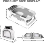 LiveGo Collapsible Baby Bathtub, Foldable Infant Tub for Newborn to Toddler (0-36 Months), Real-Time Temperature Monitor, Soft Cushion, Portable, Anti-Slip Feet, Drain Hole for Easy Use (Grey-A) - Image 6