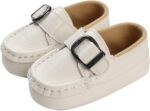 Baby Girls Loafers Prewalker Dress Shoes Infant Boys 𝗢xford PU Leather Soft Sole Anti-Slip Flat Buckle Sneakers Baby Girl Shoes 9 12 Months Light Up Shoes Toddler Boys Size 6