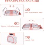 LiveGo Collapsible Baby Bathtub, Foldable Infant Tub for Newborn to Toddler (0-36 Months), Real-Time Temperature Monitor, Soft Cushion, Portable, Anti-Slip Feet, Drain Hole for Easy Use (Pink-A) - Image 4