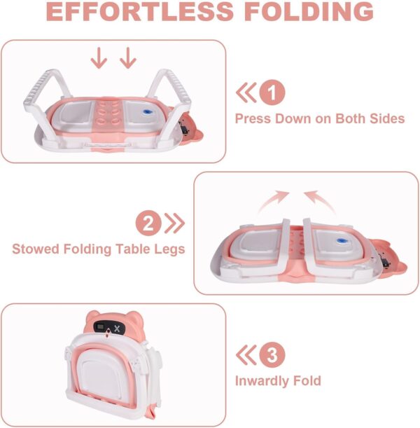 LiveGo Collapsible Baby Bathtub, Foldable Infant Tub for Newborn to Toddler (0-36 Months), Real-Time Temperature Monitor, Soft Cushion, Portable, Anti-Slip Feet, Drain Hole for Easy Use (Pink-A) - Image 4
