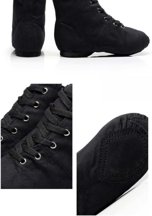 Kids Jazz Boots Split Sole Girls Dance Shoes with Laces Canvas Solid Color Slip On Boys Trainers High Top Soft Sole Breathable Ballet Dancing Sneakers - Image 3