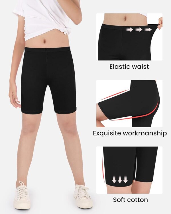 Auranso Girls Cycling Shorts 5-12 Years PE Dance Short Leggings Kids Summer Over Knee Half Length Cycle Shorts 3 Pack - Image 3