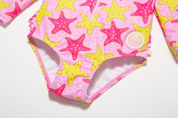 BONVERANO Infant and Baby Girl Swimsuits/Rashguard One Piece UPF 50+ Sun Protection Ruffle Zipper with Sun Cap. - Image 6