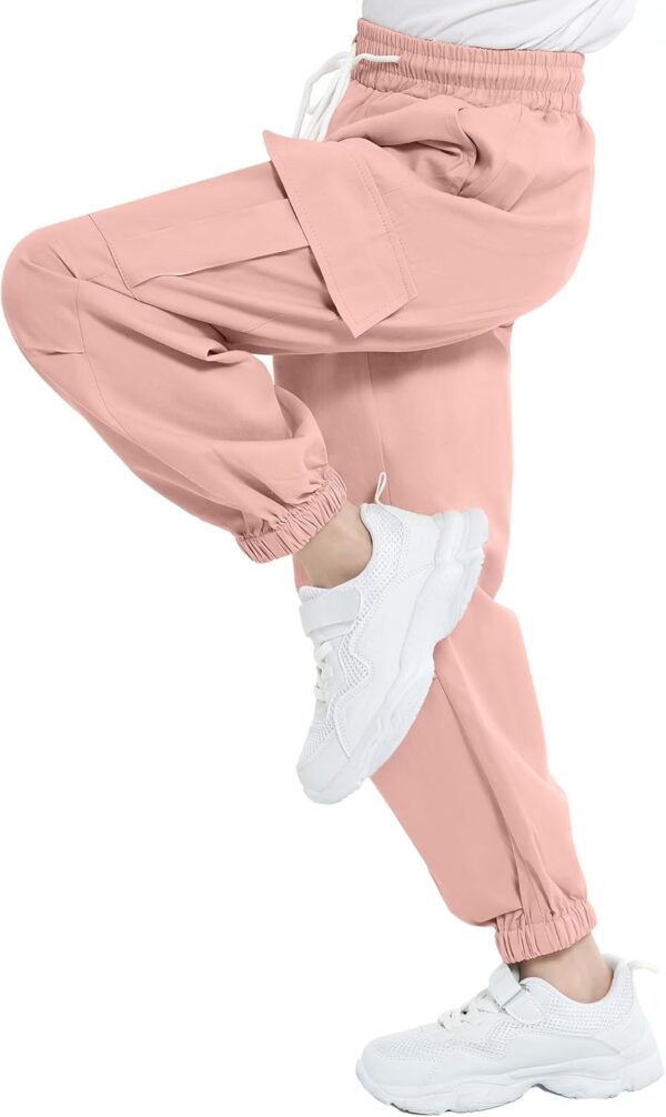 JiAmy Girls Cargo Trousers, Elastic Waist Casual Baggy Parachute Trousers Multi Pockets Dance Joggers Y2k Kids Pants for 5-14 Years - Image 4