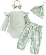 JiAmy Infant Baby Girls Outifts Newborn Daddy's Girl Ruffle Long Sleeve Tops Bodysuit and Bow Pants 2pcs Clothes Sets - Image 6