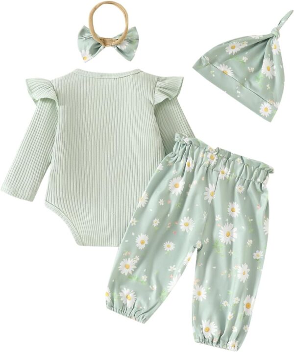 JiAmy Infant Baby Girls Outifts Newborn Daddy's Girl Ruffle Long Sleeve Tops Bodysuit and Bow Pants 2pcs Clothes Sets - Image 6