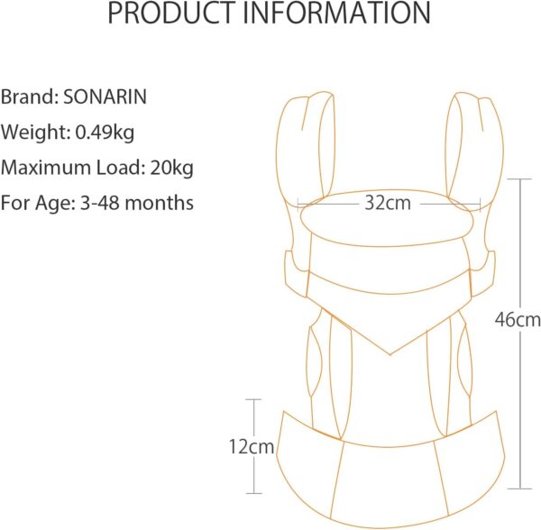 SONARIN 3-in-1 Breathable Baby Carrier,Multi-Function Lightweight Baby Wrap Carrier Ergonomic Child Carrier Backpack,Front and Back Carry for Newborn and Toddler 3-48 Months(Green) - Image 7
