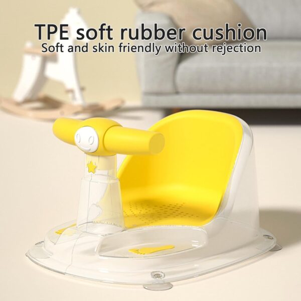 Baby Bath Seat, Washable Baby Shower Seat with Suction Cup, Backrest Support, Seat Bath Seat, Washable Bath Chair for and Girls, Baby Shower Seat for Babies from 6 Months - Image 3