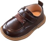Unisex Kid's Kick T Bar Black School Shoes Baby Boys Buckle Shoes Leather School Uniform Shoes Baby First Walking Shoes