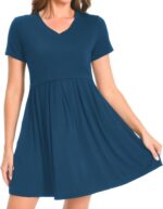 Bearsland Women’s Short Sleeve V-Neck Maternity Nursing Dress for Breastfeeding with Pocket - Image 4