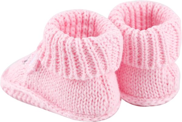 LACOFIA 2 Pairs Newborn Knitted Booties Soft Baby Boys Girls Bootees 0-3 Months - Image 5