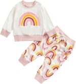 Infant Bloomers 3 6 Months Newborn Infant Baby Girls Cotton Rainbow Autumn Print Long Sleeve Pants Sleepwear Set Clothes Outfit Sweats for Girls