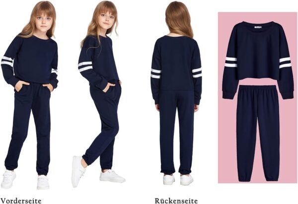 Arshiner Girls Tracksuit Set Kids 2 Piece Loungewear Activewear Outfits Girls Crop Tops Hoodies Long Sleeve Fashion Sweatshirts and Sweatpants 5-13 Years - Image 3