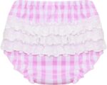 Freebily Baby Girl Summer Clothes Lace Trim Tops Bloomers Set 2Pcs Toddler Plaid Outfit - Image 7