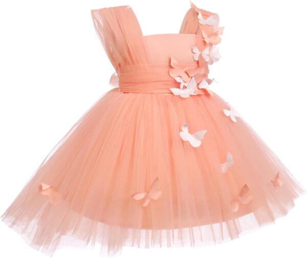 Toddlers Flower Girls Dress Kids Baby A-line Butterflies Decorate Sleeveless Tutu Dress for Princess Party Wedding Birthday Bridesmaid - Image 2