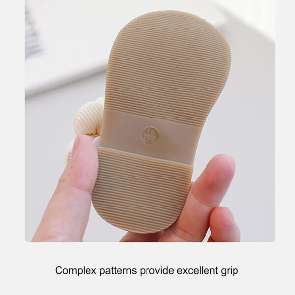 TYTUOO Toddler Little Girls Flat Sandals Flower Slip on First Walking Shoes Princess Wedding Party Mary Jane Dress Shoes (Beige, 0-3 Months) - Image 5