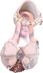 Princess Shoes Low Heel Toddler Girls Dress Shoes Cute Bowknot Sparkly Mary Jane Shoes Sequins Round Toe Sandals Flower Girls Wedding Birthday P𝐚rty Prom Shoes for Kids
