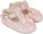 Baypods, Baby Girls Shoes, Soft Soled Pre Walker Shoes, Satin Bow, Soft Faux Leather Baby Shoes, Made in England