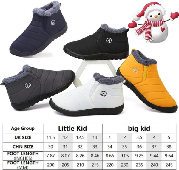 VTASQ Kids Snow Boots Boys Girls Fur Lined Warm Ankle Boots Outdoor Waterproof Winter Boots Non-Slip Cotton Shoe Slip On Walking Boots (Little Kid/Big Kid) - Image 6