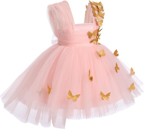 Toddlers Flower Girls Dress Kids Baby A-line Butterflies Decorate Sleeveless Tutu Dress for Princess Party Wedding Birthday Bridesmaid - Image 2