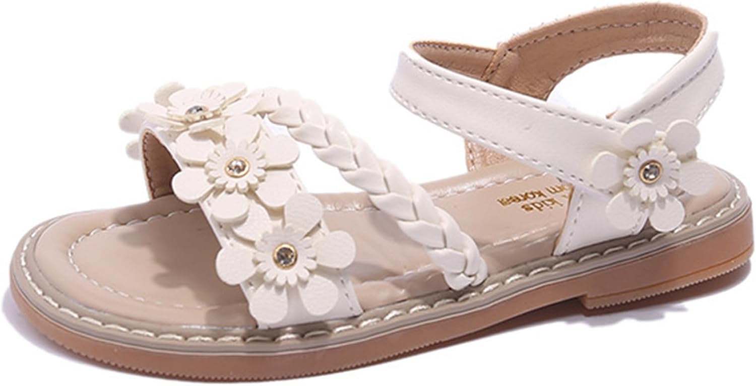 61SRig4ynNL._AC_SL1500_.jpg Girls Sandals Toddler Little Girls Sandals with Pearls Flower Summer Breathable Leather Shoes - Image 1