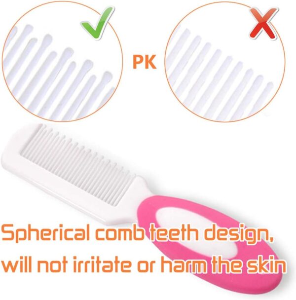 Baby Hair Brush, Cradle Cap Brush, Baby Hair Comb, Baby Hair Brush and Comb Set for Newborns & Toddlers, Baby Brush Soft Bristles, Ideal for Cradle Cap, Perfect Baby Registry Gift (Rose Red) - Image 3