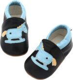 Baby Shoes Soft Sole Leather Baby Walking Shoes with Pony Pattern, Waterproof Non-Slip First Walking Toddler Moccasins for Learning to Crawl, Walk, Run, S Baby Boys' Shoes