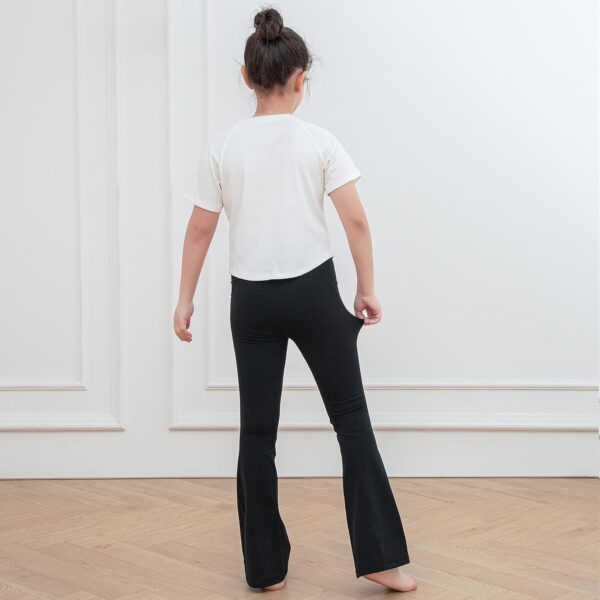 KAKU NANU Girls Flared Legging High Waisted 5-12 Years School Trousers Black Grey Yoga Pants Sports Dance Joggers Leggings - Image 4