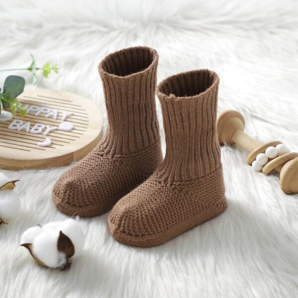 LAWKUL Baby Booties Newborn Babe First Walkers Non-Slip Stay On Boots Crib Shoes Sock Warm Knit Booties for Infant - Image 5