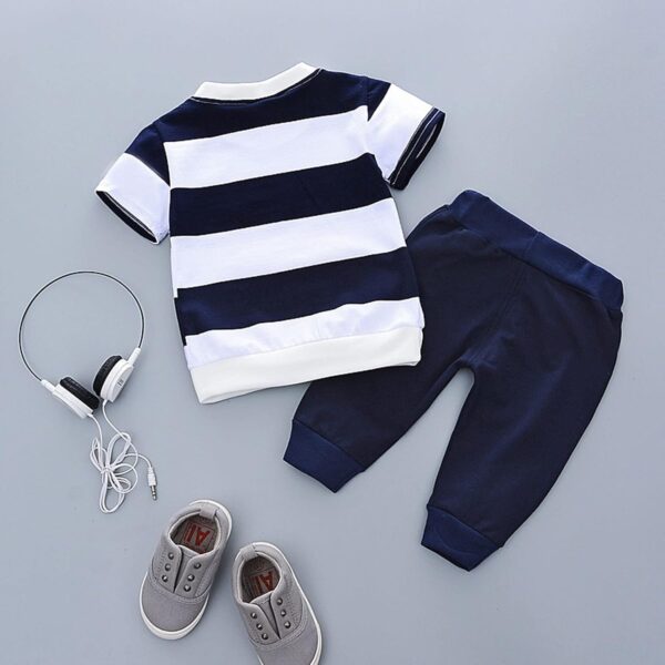 Children's Clothing Set Clothing Sets for Baby Boys Girls: Striped Print Cotton T-Shirt Top + Little Bear Printed Shorts Long Trousers Bloomers Trousers 2-Piece Clothing Set - Image 7