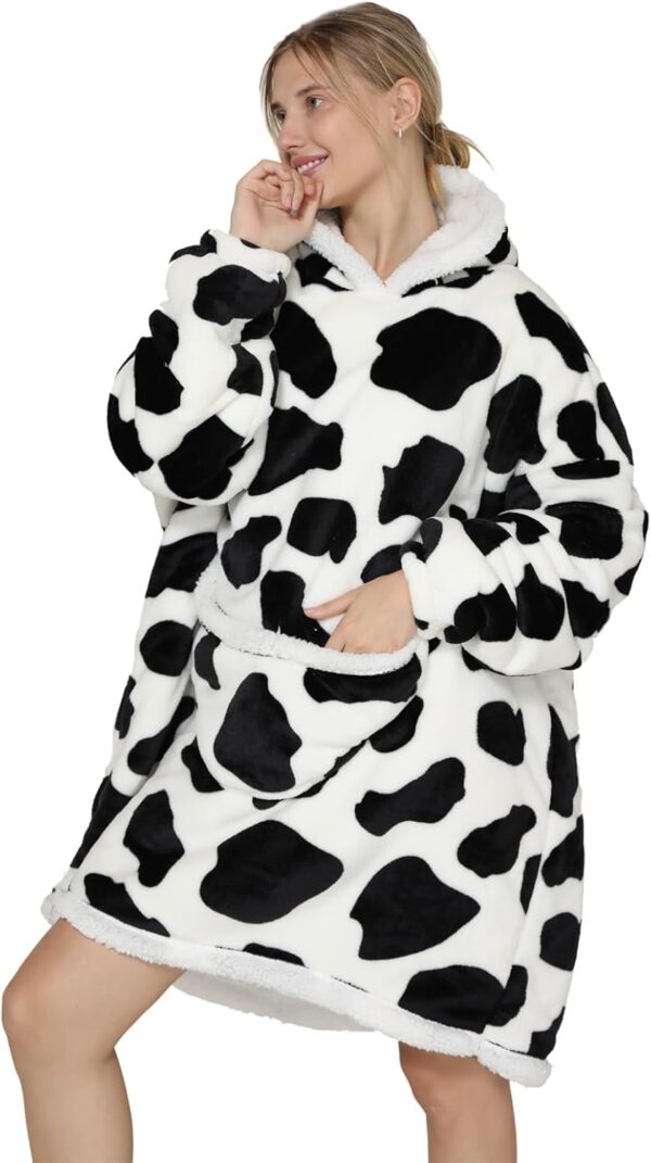 Shamdon Home Collection Oversized Blanket Hoodie,Sherpa FLeece Wearable Blanket Hoodie for Women Men,Soft and Warm Hooded Sweatshirt Adults with Giant Pocket Teenager,One Size Fits All - Image 3