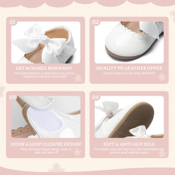 CENCIRILY Toddler Little Girl Mary Jane School Shoes Soft Anti-Slip Sole Hook and Loop Wedding Dress Flat - Image 3