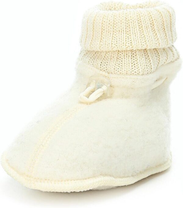 Joha Unisex Baby Booties, Off-White, Size 5-6, Winter, Wool, Fleece Lining, Closed Toe, Hook and Loop Closure, Adjustable, Slip Resistant, Flexible, Solid Pattern, Ideal for Babies - Image 2