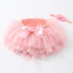 Beganly Baby Girls Soft Fluffy Ruffles Tulle Skirt with Diaper Cover Toddler Princesses Party Tutu Sets with Flower Headband - Image 3
