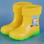 SRTUMEY Clearance Kids Baby Warm Wellies Cute Print Waterproof Rain Boots Toddler Boys Girls Winter Fleece Lined Boots Non Slip Thermal Wellington Boots - Image 5