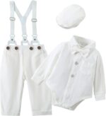 ZOEREA Baby Boy Gentleman Outfits Clothes Set 0-18 Months Romper Jumpsuit with Bow Tie + Suspender Pants Infant Wedding Clothing Sets