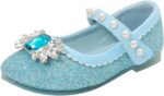 Girls' Princess Shoes - Children's Party Glitter Pumps Wedding Dress Shoes Girls Mary Jane Dance Shoes Birthday Dress Shoes School Shoes Loafers Elegant with Rhinestone Evening Shoes, blue, 31