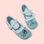 Girls' Princess Shoes - Children's Party Glitter Pumps Wedding Dress Shoes Girls Mary Jane Dance Shoes Birthday Dress Shoes School Shoes Loafers Elegant with Rhinestone Evening Shoes, blue, 31 - Image 4