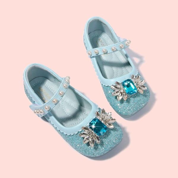 Girls' Princess Shoes - Children's Party Glitter Pumps Wedding Dress Shoes Girls Mary Jane Dance Shoes Birthday Dress Shoes School Shoes Loafers Elegant with Rhinestone Evening Shoes, blue, 31 - Image 4