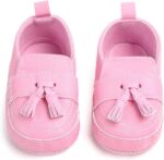 LONSOEN Baby Girls Boys Loafers Prewalker Moccasin Crib Shoes Pink Size: 0-6 Months Infant - Image 2