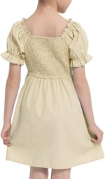 Balipig Girls Dress Puff Short Sleeve Square Neck Summer Dresses Kids Casual Elegant Party A-Line Skirt Clothes for Girl 3-14 Years - Image 2