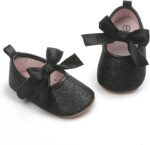 Baby Girls First Walking Shoes with Bowknot Soft Sole Newborn Glitter Loafers Flat Shoes Anti-Slip Princess Wedding Dress Mary Jane Shoes Infant Toddler Prewalker Crib Shoes 0to2 Years - Image 7