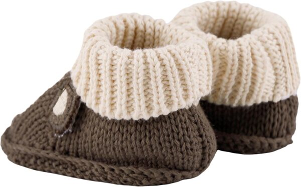 LACOFIA 2 Pairs Newborn Knitted Booties Soft Baby Boys Girls Bootees 0-3 Months - Image 4